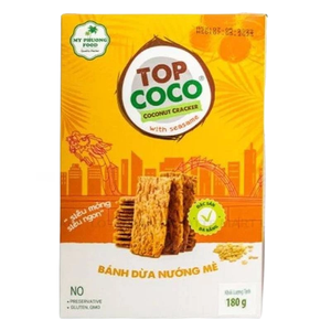 Galleta de Coco TOPCOCO con Sésamo 180g, Snack Crujiente de Coco y Sésamo, Precio Competitivo, Venta al Por Mayor, Exportación - Product Image 1