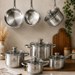 Premium Stainless Steel 12 Piece <b>Cookware</b> Set Induction Compatible Heavy Duty Mirror Finish Commercial Use - Product Image 1