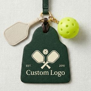 JR Brand Custom Logo Soft Pickleball Bag Charm PU <b>Leather</b> <b>Keychain</b> Silk Screen Printed Cute Style Sports Promotional Gift - Product Image 2