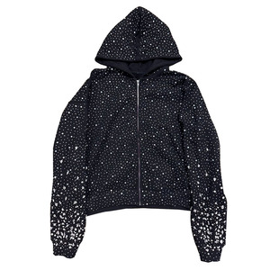 Sweat à capuche orné de strass et de pierres précieuses avec motifs détaillés pour une mode décontractée contemporaine et un style urbain - Product Image 1