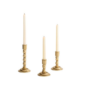 Candelabros Antiguos Ingleses de Latón Macizo con Diseño de Espiga de Cebada, Estilo Vintage, Portavelas Cónicos con Tallo Retorcido para Decoración del Hogar, Precio Bajo - Product Image 1