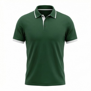Polo à manches courtes vert pour homme, 100% coton, tissu Oxford respirant, coupe décontractée, couleur unie, design tissé - Product Image 1