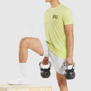 Camisetas Deportivas Ajustadas de Punto para Hombre, Transpirables, de Secado Rápido, Tejido de Spandex/Poliéster para Fitness y Deportes - Product Image 4