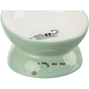 Mangeoire pour animaux de compagnie en céramique Sage/Blanc 0,15 l, bol de 13 cm de diamètre - Product Image 4