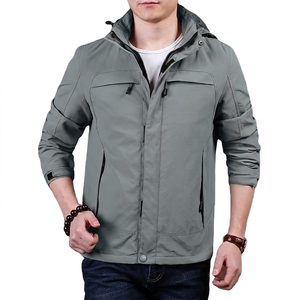 Veste à capuche pour homme, fermeture éclair, coupe-vent, décontractée, pour l'extérieur, saison automne, mélange polyester-coton - Product Image 5