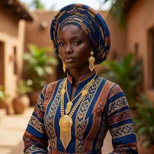 Vente en gros de colliers longs africains plaqués or 14K18K24K, ensemble de bijoux de style traditionnel de Dubaï, bijoux de mode Oro Joyeria - Product Image 2