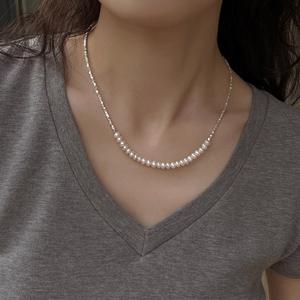 Starry Sky Design Female Ins Niche <b>Necklace</b> Natural Freshwater Pearl with Broken Silver Collarbone <b>Fashion</b> <b>Beaded</b> <b>Necklaces</b> - Product Image 2