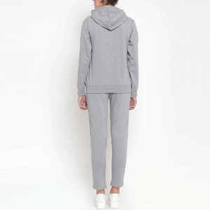 Men Gray Hooded <b>Tracksuit</b> Set <b>Pink</b> Trim Drawstring Closure Casual Sportswear Solid Color Polyester/Cotton Breathable Fleece - Product Image 3