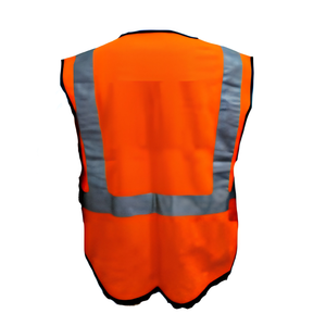 Chaleco de Seguridad Reflectante de Alta Visibilidad para Hombre, Color Naranja Amarillo, con Bolsillos, Cierre de Cremallera Desprendible, 100% Poliéster, Personalizable - Product Image 3