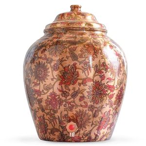 Distributeur d'eau réutilisable chaud et froid en cuivre à motif floral décoratif pour usage domestique - Product Image 1