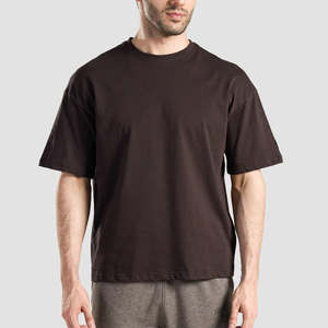 Custom Wholesale Blank <b>Tshirts</b> Cropped Tee Shirt Men Oversized For Men Streetwear Boxy Tee Cropped Men’s T-shirts - Product Image 1