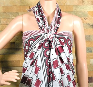 Sarong léger en coton imprimé à la main, paréo indien fait main, jupe de plage pour femme - Product Image 2