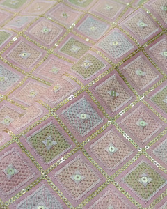 Luxury Sequin Embroidery Lace Fabric Floral Beaded Mesh Fabric African Wedding Party Dress Material - Product Image 4