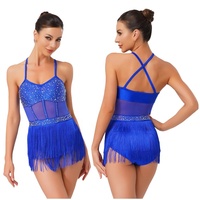 Justaucorps de danse latine en strass pour femmes, robe une pièce, combinaison, tenue de scène, danse moderne, compétition de danse