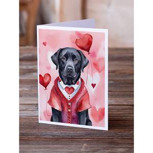 Lunatique A7 taille 5x7 Black Labrador Retriever Valentine cartes de voeux Pack 8 cartes vierges avec enveloppes - Product Image 2