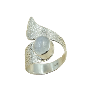 Natural Moonstone 925 Sterling Silver <b>Adjustable</b> <b>Ring</b> Handmade Boho Statement Women Vintage Floral Textured Silver Jewelry Gift - Product Image 1