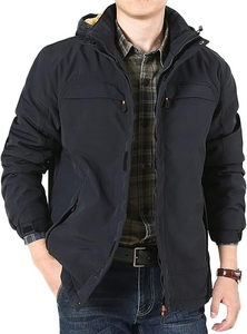 AQTQ Wholesale Men's Waterproof Thin Autumn Button Front Dyed Hooded Zipper OEM Service Casual <b>Plus</b> <b>Size</b> Outdoor <b>Rain</b> Wear - Product Image 6