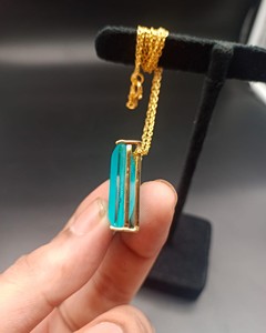 Collier pendentif en quartz bleu aqua, bijoux en pierres précieuses naturelles, collier en pierre de guérison fait main, cadeau - Product Image 3