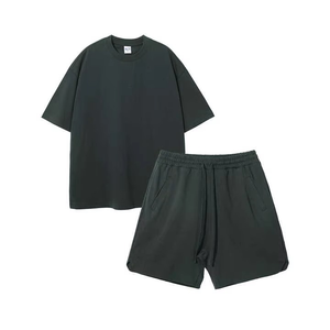 Ensemble short et t-shirt pour homme, imprimé sur mesure, surdimensionné, sérigraphie vintage, effet délavé, 100% coton - Product Image 1