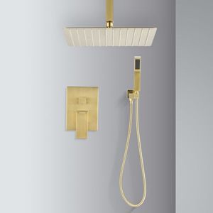 Set Doccia Contemporaneo Monocomando a Soffitto con Soffione a Pioggia da 12 Pollici e Doccetta con Funzione LED - Product Image 2