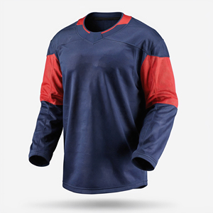 Camiseta de Hockey Regal Three para Hombre, Manga Larga, Cuello en V, 100% Poliéster, Bordado a Rayas, Ropa Deportiva de Hockey sobre Hielo - Product Image 5