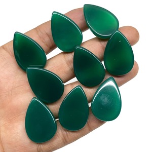 Pierre précieuse cabochon en onyx vert naturel, taille poire, 20 mm, pierres d'onyx vertes en vrac, prix de gros pour la fabrication de bijoux en lot - Product Image 3