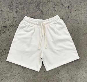 Shorts en coton uni pour homme, taille mi-haute, avec cordon de serrage, décontractés, en tissu tricoté respirant - Product Image 1