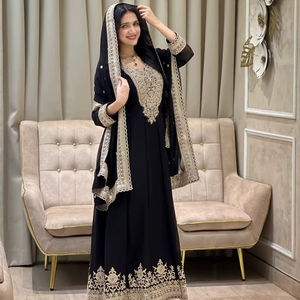 Robe en Georgette lourdement brodée Regal Bloom avec dupatta de créateur - Product Image 1