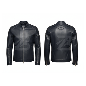 Chaqueta de piel auténtica personalizada para hombre con cuello levantado, piel de búfalo original de invierno, color verde y marrón - Product Image 3