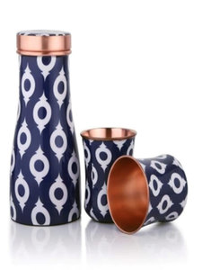 Carafe en verre cuivré - Bouteille imprimée en cuivre pour table de chevet (1000 ml + 2 × 275 ml) (10,5 × 3 po (27 × 7,5 cm) - Product Image 3