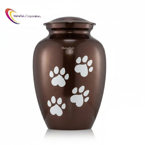 Best Quality Eco Friendly Pet Memorial Urn Cat Dog <b>Ashes</b> Solid Aluminium Metal Cremation Jars Paw Print Design Personalized Urns - Product Image 1