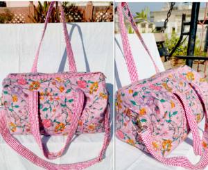 <b>Bags</b> New Fashion Quilted Cotton Duffle <b>Bags</b> Bow Ruffle Gym <b>Bags</b> Custom Printed Traveling Girl's Duffel <b>Bags</b> - Product Image 4