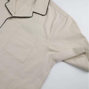 เสื้อเชิ้ตแขนสั้นผู้ชายสีเบจปักลายคุณภาพสูงสไตล์ลำลองติดกระดุม - Product Image 4