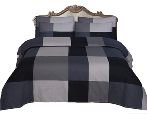 Ropa de Cama de Lujo con Estampado a Cuadros, Tamaño Personalizado, Sábanas de Algodón Transpirable de Alta Calidad, Funda de Edredón Suave, 200 Hilos, Estilo Hotel - Product Image 2