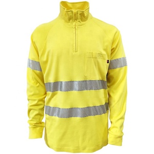 Yellow Reflective Safety Workwear <b>Long</b> <b>Sleeve</b> Zip Up Shirt High Visibility Uniform for Road Crew Warehouse 2026 - Product Image 1