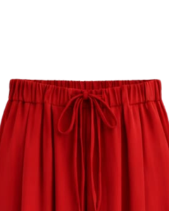 Pantalon large rouge personnalisé pour femme, taille haute, avec cordon de serrage, coupe décontractée, droit, doux et confortable, idéal pour la détente et la mode. - Product Image 4