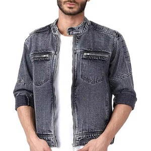 Veste en jean streetwear unie de haute qualité pour hommes, respirante, personnalisable sur le devant, idéale pour l'hiver – Vente en gros - Product Image 6