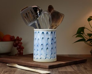 Portautensilios de Cerámica Stoneware, Esmaltado a Mano con Patrón Texturizado, Resistente, para Encimera de Cocina, Elegante Organizador - Product Image 5