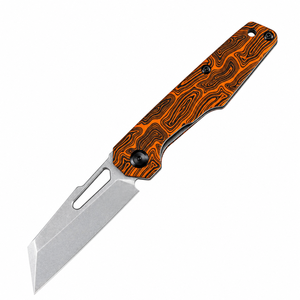 Navajas Plegables con Mango en Espiral Naranja y Negro y Hoja Plateada con Ranura de Apertura con el Pulgar para Uso Diario y Tareas de Corte al Aire Libre - Product Image 1