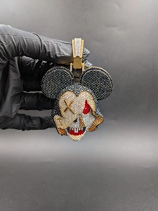 Pendentif Crâne Mickey Cartoon en Moissanite, Argent 925, Strass Cristal, Breloque Hip Hop, Cadeau Unisexe - Product Image 3