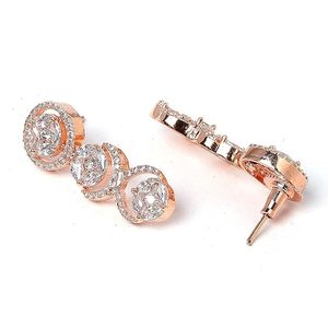 Ensemble collier et boucles d'oreilles en alliage plaqué or rose avec cristaux de strass, design floral, bijoux romantiques de mariage pour femmes - Product Image 4