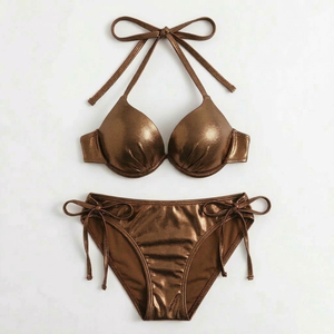 Nuevo Bikini de Dos Piezas para Mujer, Modelo 2026, Sexy, de Nailon Sólido, con Cuello Halter, Traje de Baño para Playa - Product Image 6