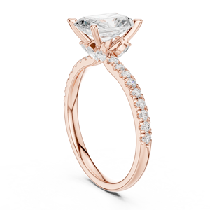 Anillo de Compromiso Art Deco con Moissanita Radiante Exquisita de Vinson Project, con Doble Banda Decorativa, Oro Rosa y Plata, Lujoso, Certificado GRA - Product Image 2