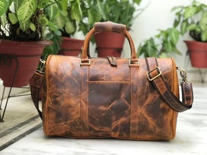 กระเป๋าเดินทางหนังแท้ Workshop Direct รุ่น Retro Duffle Weekender ขนาด 36-55 ลิตร ปิดซิป  กระเป๋าถือขึ้นเครื่องบิน ทนทาน รุ่น LDB-0221 - Product Image 3