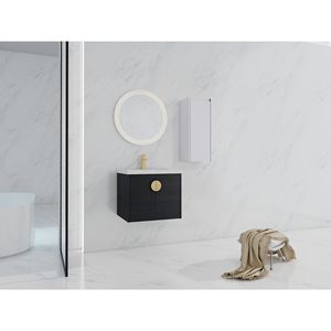 Mobile Bagno Sospeso da 24 Pollici con Lavabo in Ceramica e Ante a Chiusura Ammortizzata 00112WH 06324BCT Combinazione Armadietto (KD) - Product Image 3