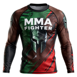 Camiseta de Compresión de Manga Larga para Luchadores de MMA, Camiseta de Compresión Roja de Manga Larga con Estampado por Sublimación de Secado Rápido - Product Image 4