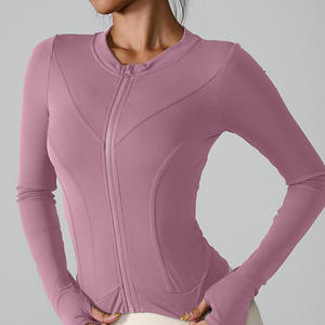 Women's Slim Fit Gym Fitness <b>Workout</b> Cropped Tops Long Sleeve Yoga Coat Zipper Design Sports Wear Running Yoga <b>Jacket</b> for Women - Product Image 4