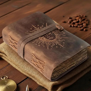Vintage <b>Leather</b> Sewing Binding Embossed Travel <b>Diary</b> Handmade Brown Writing Notebook Planner Gift - Product Image 5
