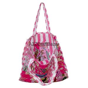 Eco-Friendly Cotton Quilted Long Handle <b>Large</b> Tote <b>Bag</b> for Women Handmade in Rajasthan for <b>Beach</b> Travel & Daily Use - Product Image 5