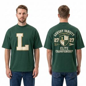 เสื้อยืดคุณภาพสูงทรงวาร์ซิตี้ ไซส์ L สำหรับผู้ชาย ผ้าฝ้ายสัมผัสนุ่ม สไตล์ลำลองแนวสตรีท พิมพ์ลาย ระบายอากาศได้ดี ทรงไหล่ตก - Product Image 1